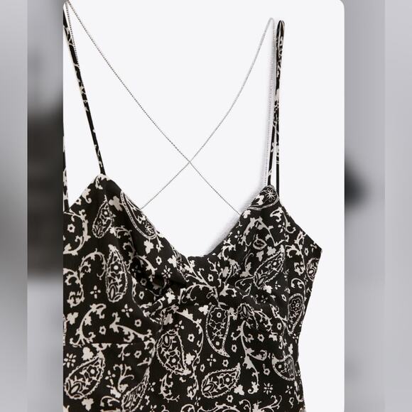 Zara Printed CHAIN STRAP MIDI DRESS Size Medium - Picture 8 of 8